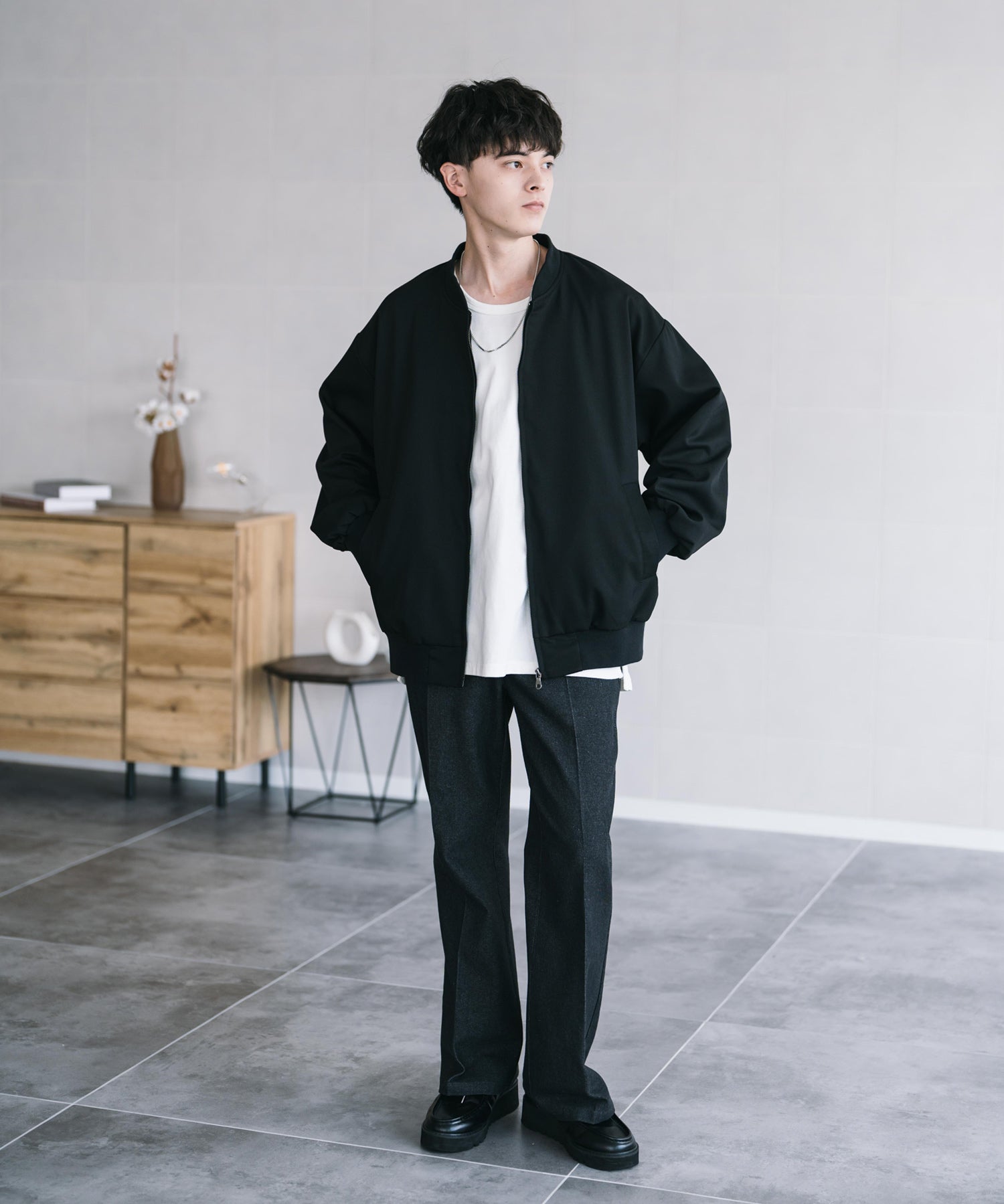 オーバーサイズ TRストレッチMA-1/ジップアップショートブルゾン 14119