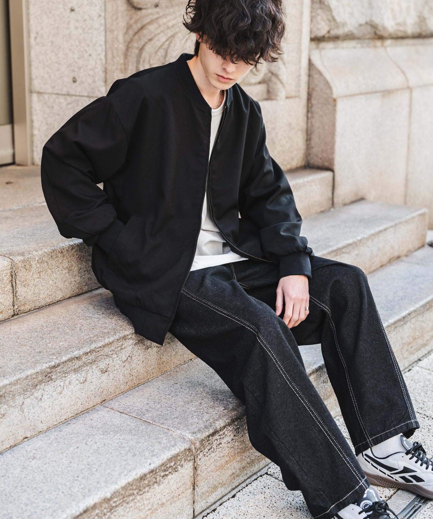 オーバーサイズ TRストレッチMA-1/ジップアップショートブルゾン 14119