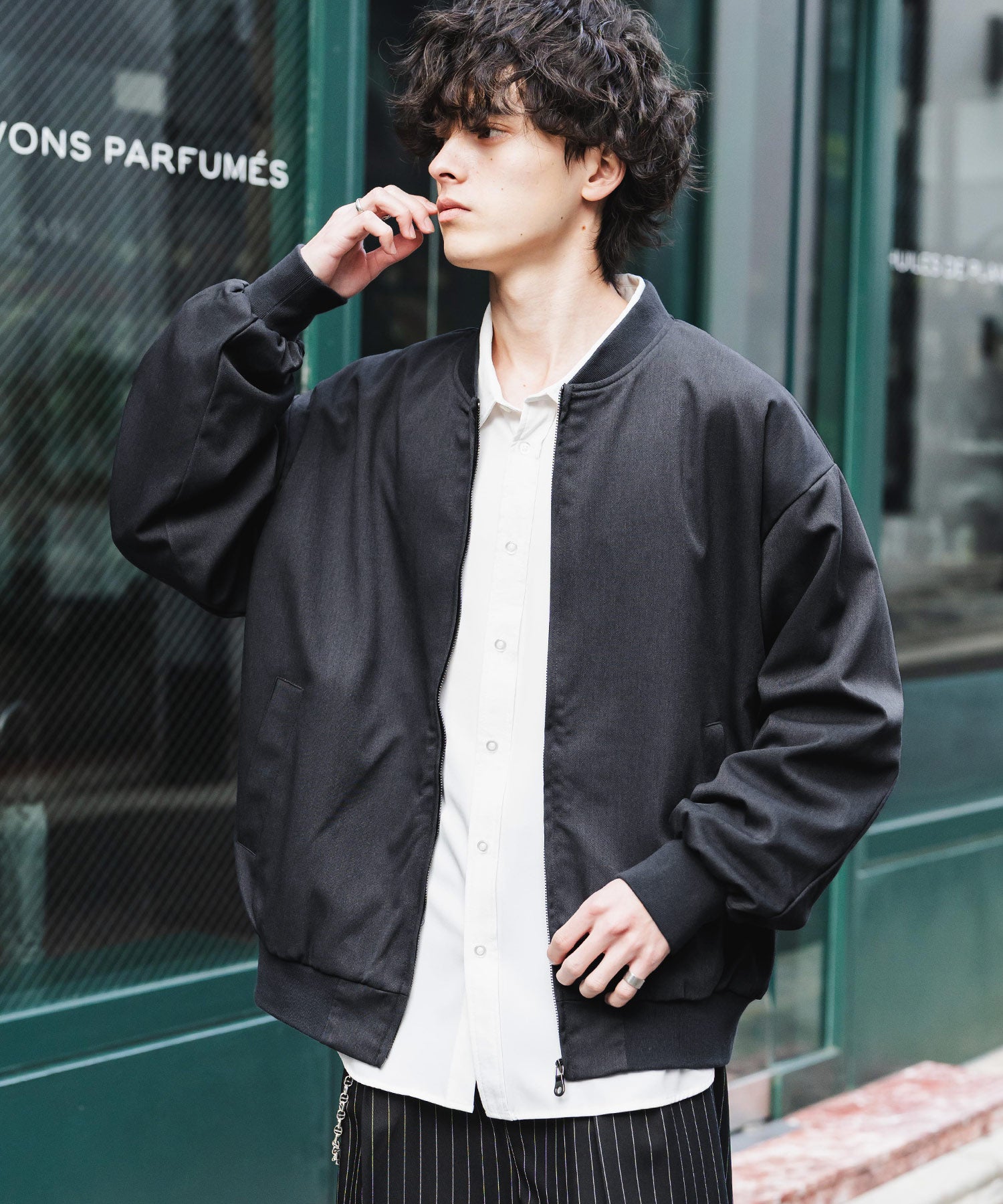 オーバーサイズ TRストレッチMA-1/ジップアップショートブルゾン 14119