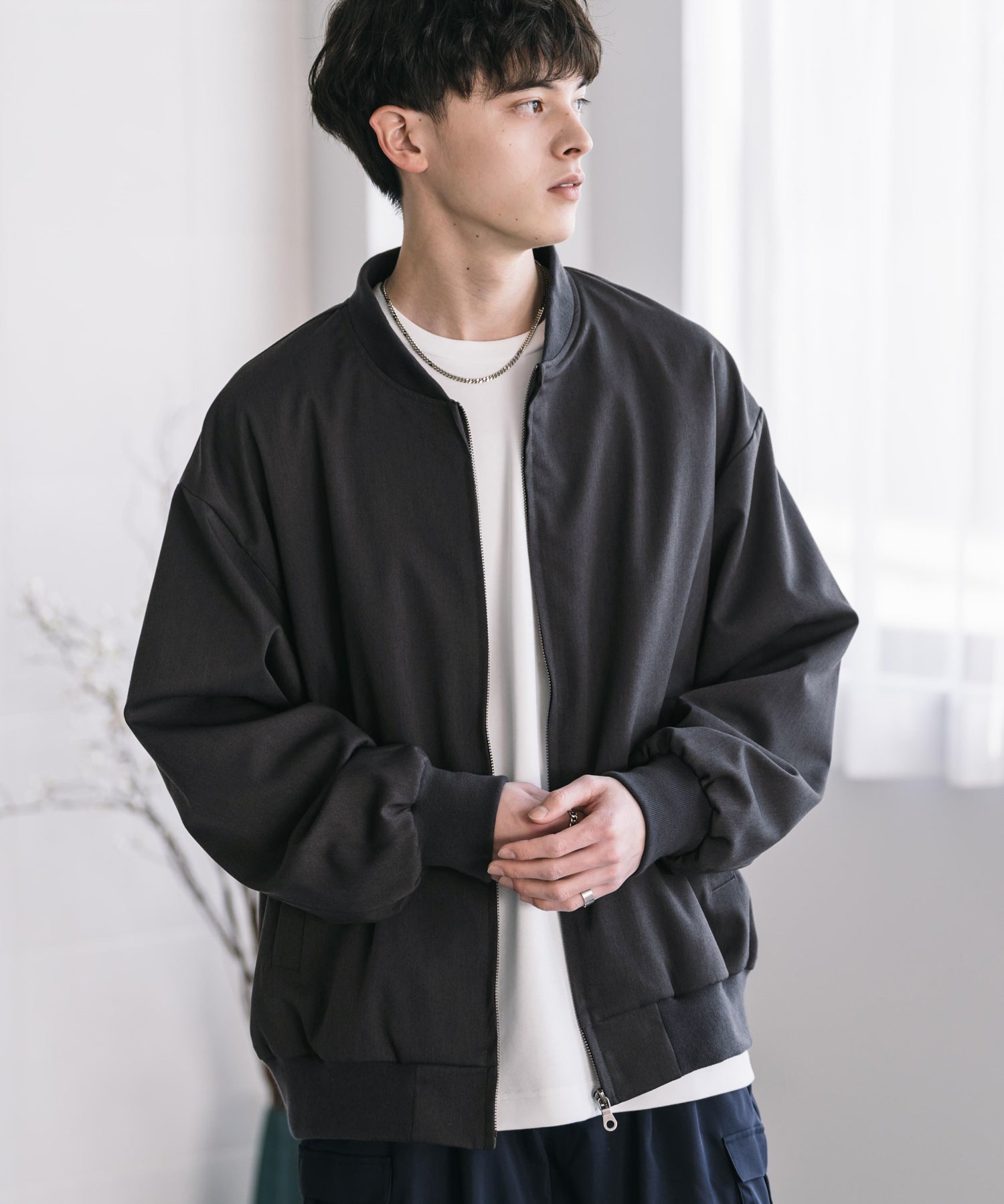 オーバーサイズ TRストレッチMA-1/ジップアップショートブルゾン 14119