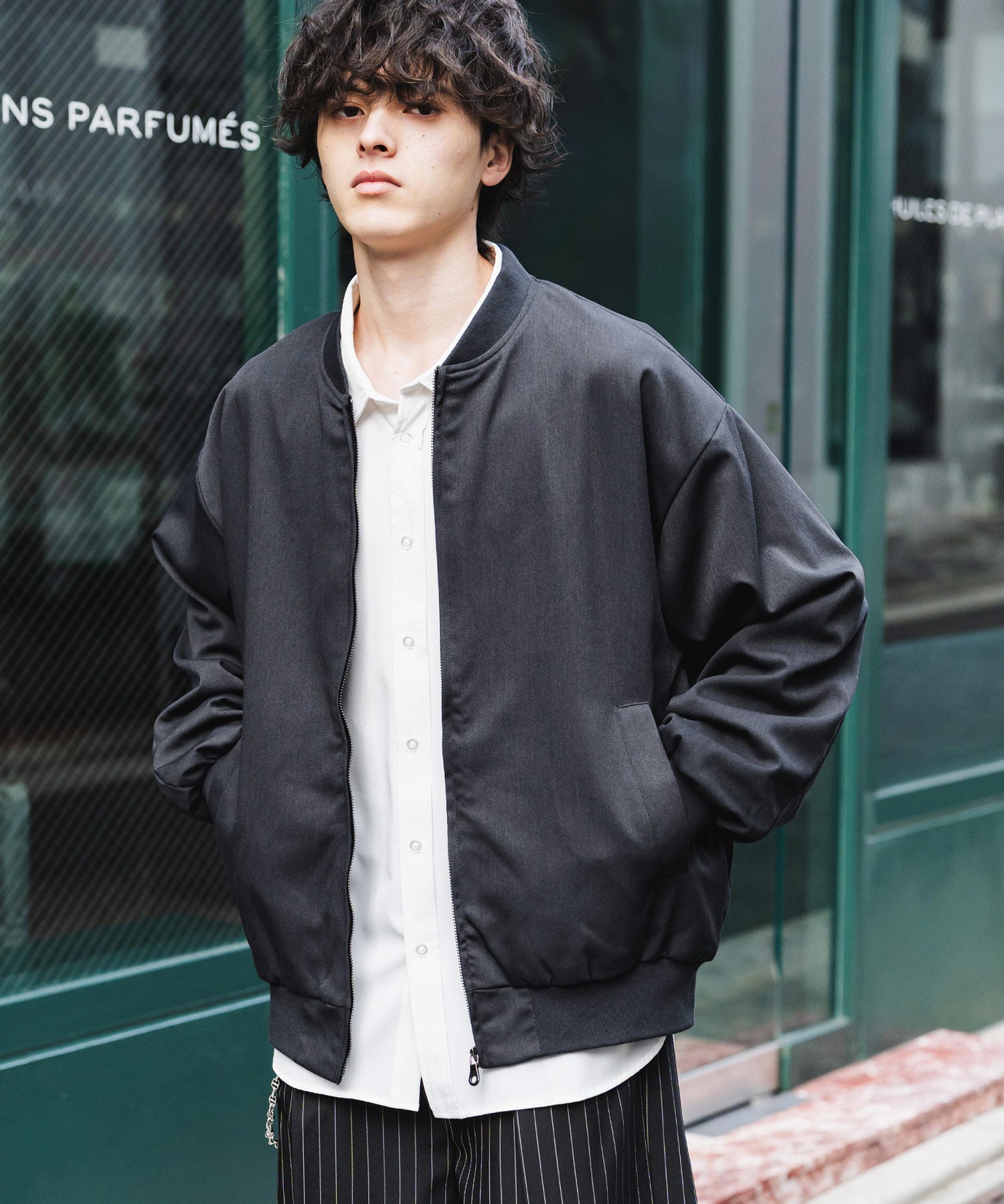 オーバーサイズ TRストレッチMA-1/ジップアップショートブルゾン 14119