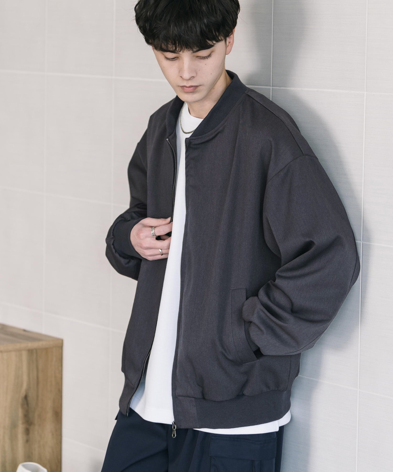 オーバーサイズ TRストレッチMA-1/ジップアップショートブルゾン 14119