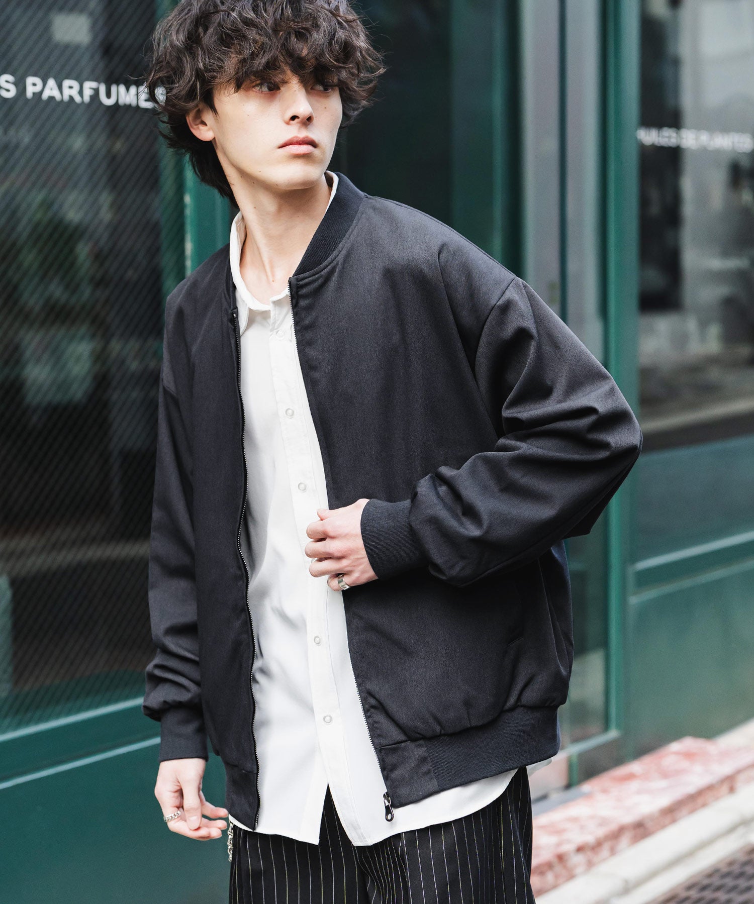 オーバーサイズ TRストレッチMA-1/ジップアップショートブルゾン 14119