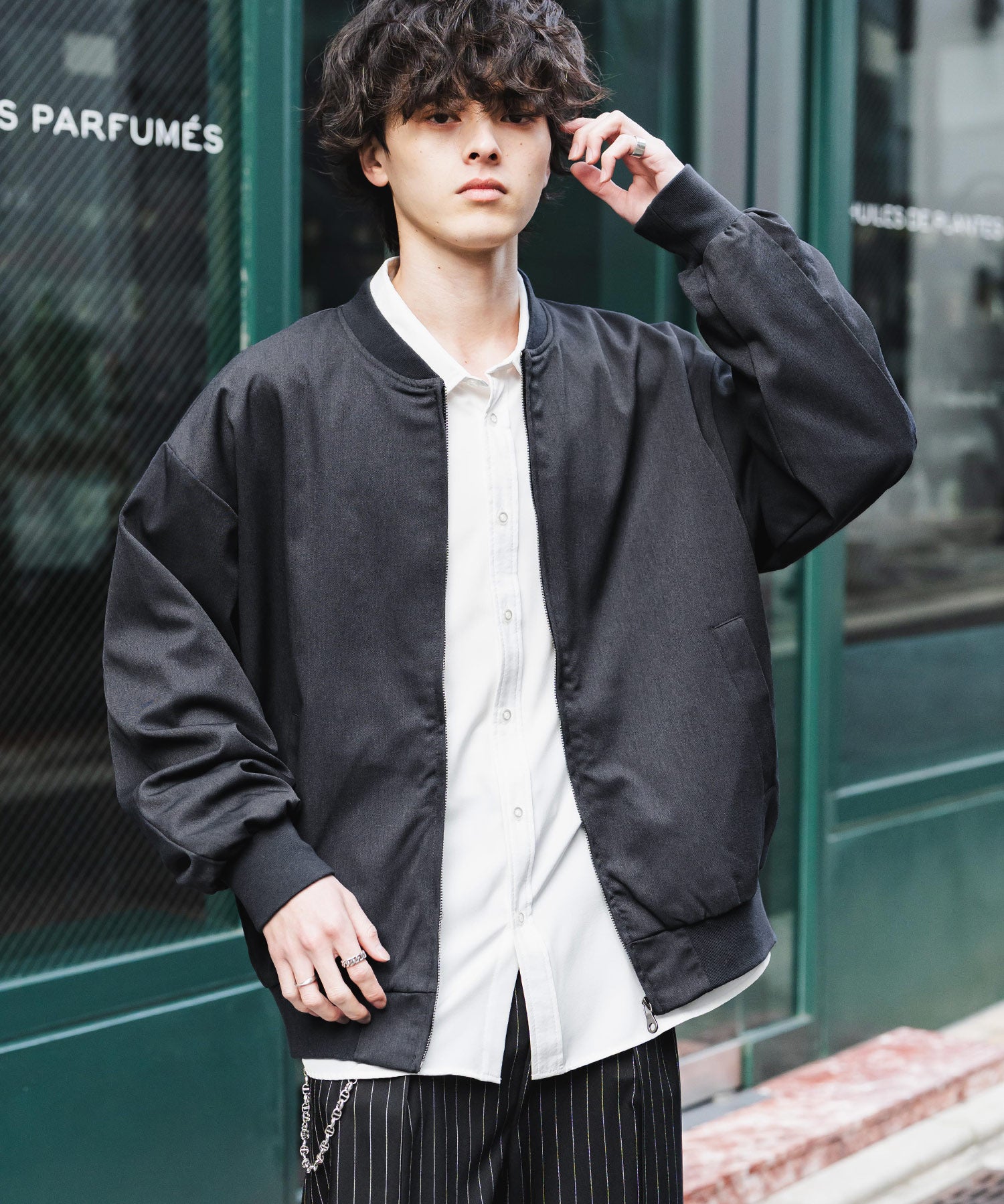 オーバーサイズ TRストレッチMA-1/ジップアップショートブルゾン 14119