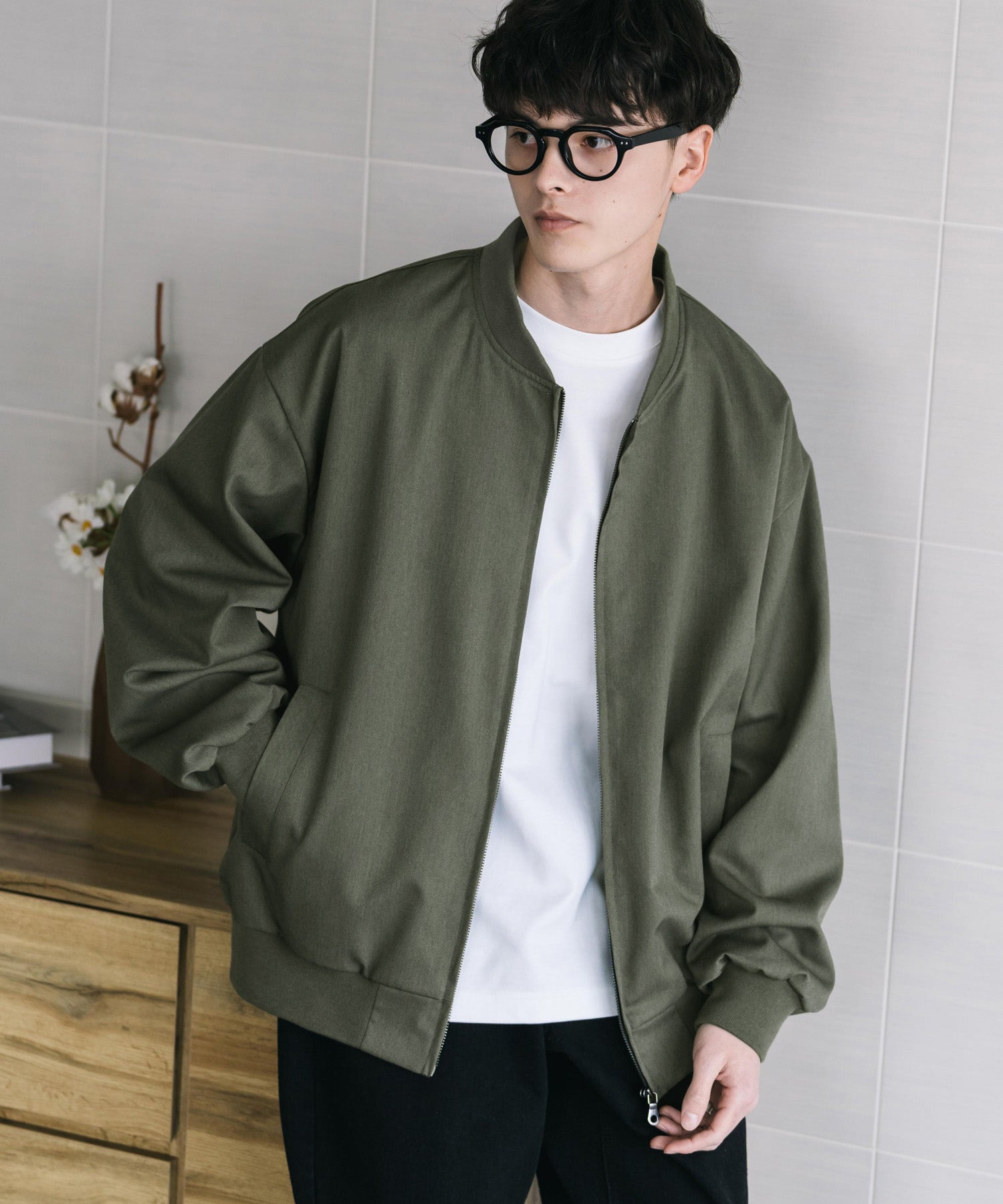 オーバーサイズ TRストレッチMA-1/ジップアップショートブルゾン 14119