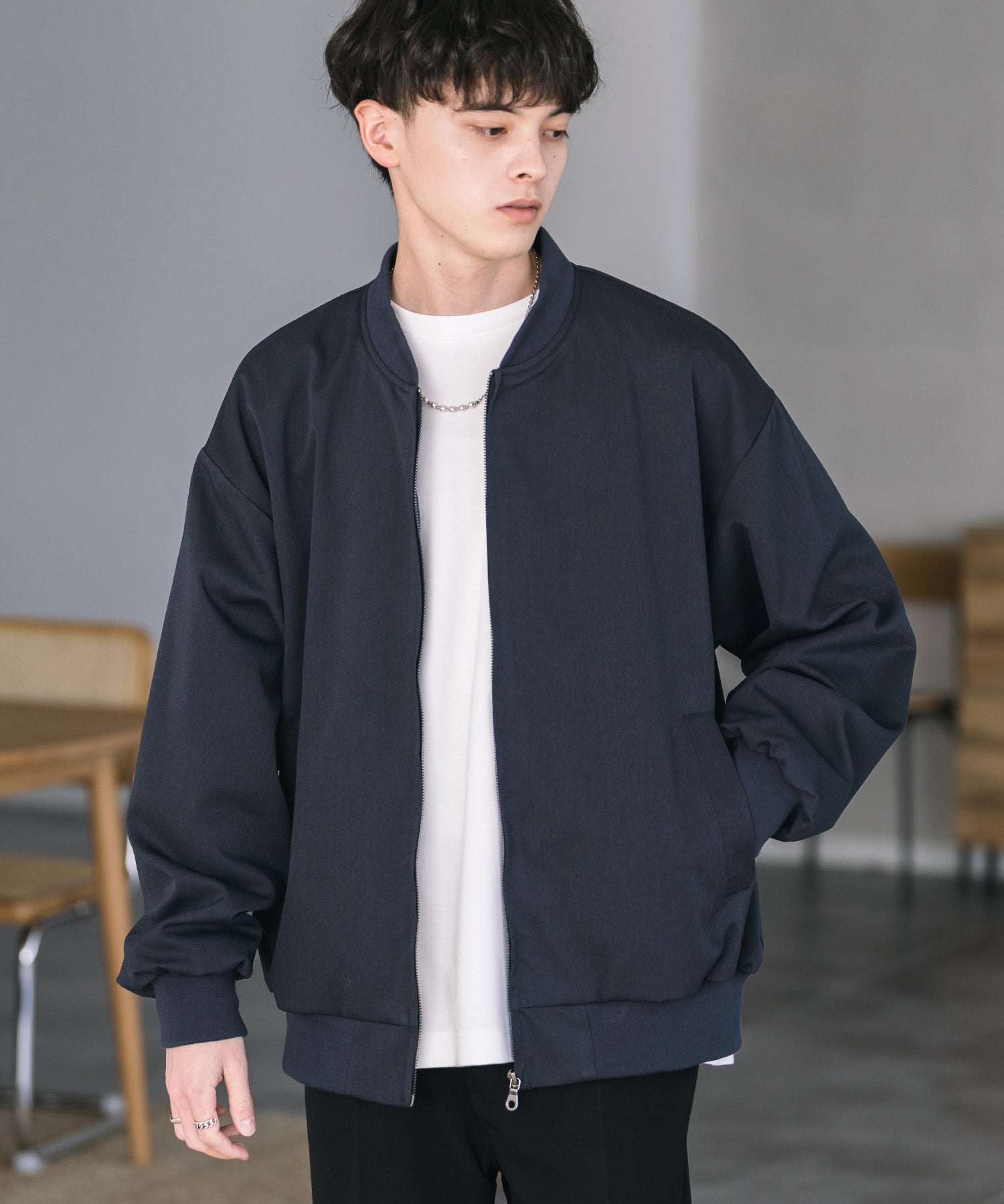 オーバーサイズ TRストレッチMA-1/ジップアップショートブルゾン 14119