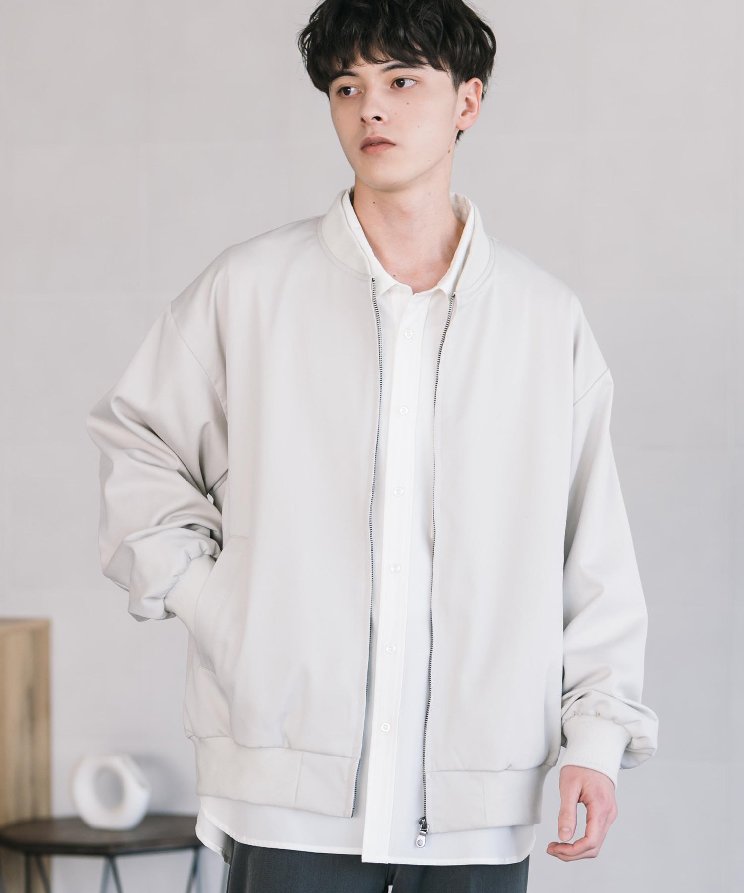 オーバーサイズ TRストレッチMA-1/ジップアップショートブルゾン 14119