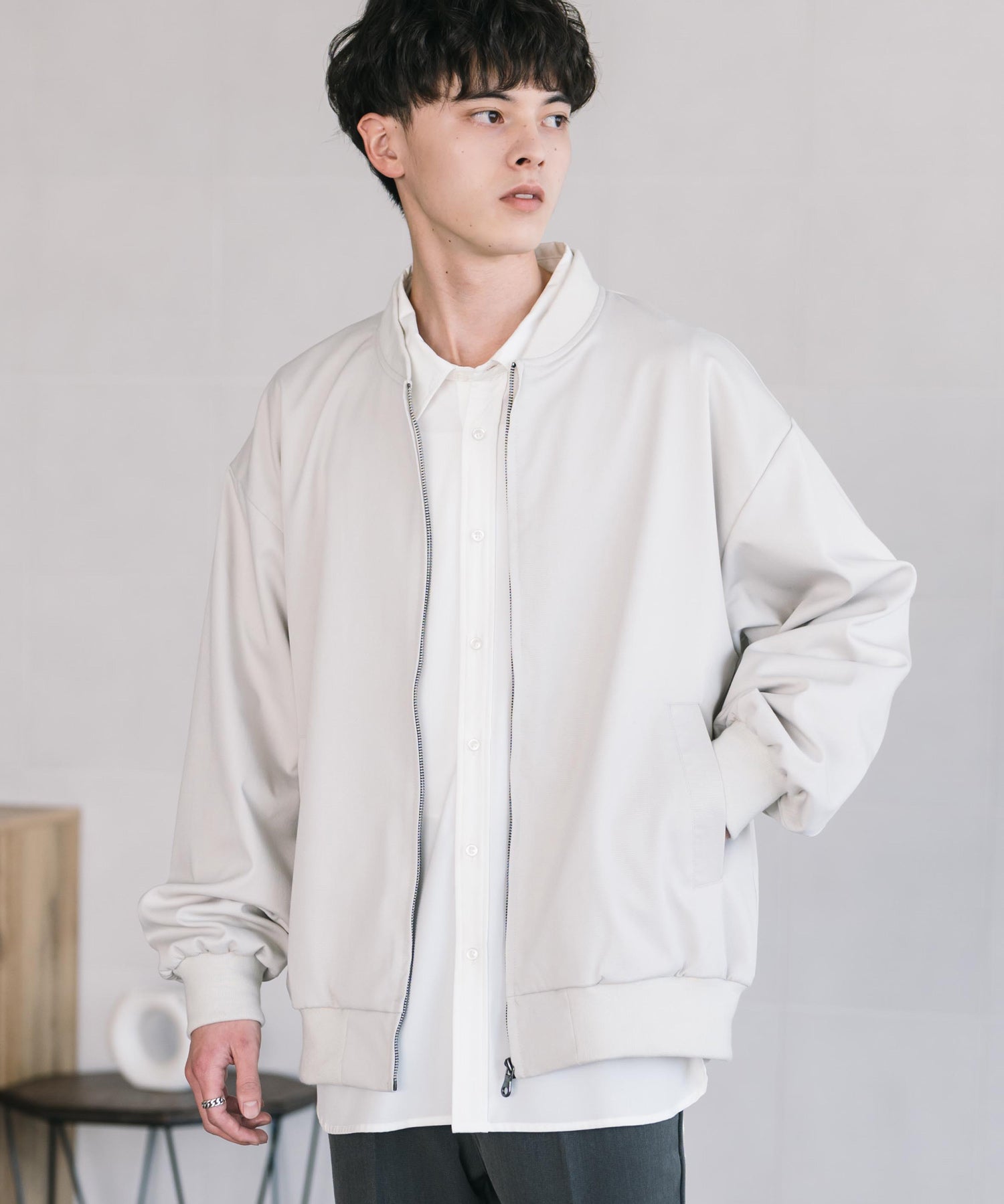 オーバーサイズ TRストレッチMA-1/ジップアップショートブルゾン 14119