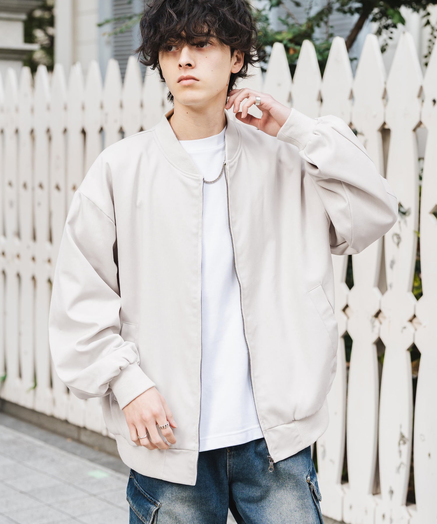 オーバーサイズ TRストレッチMA-1/ジップアップショートブルゾン 14119