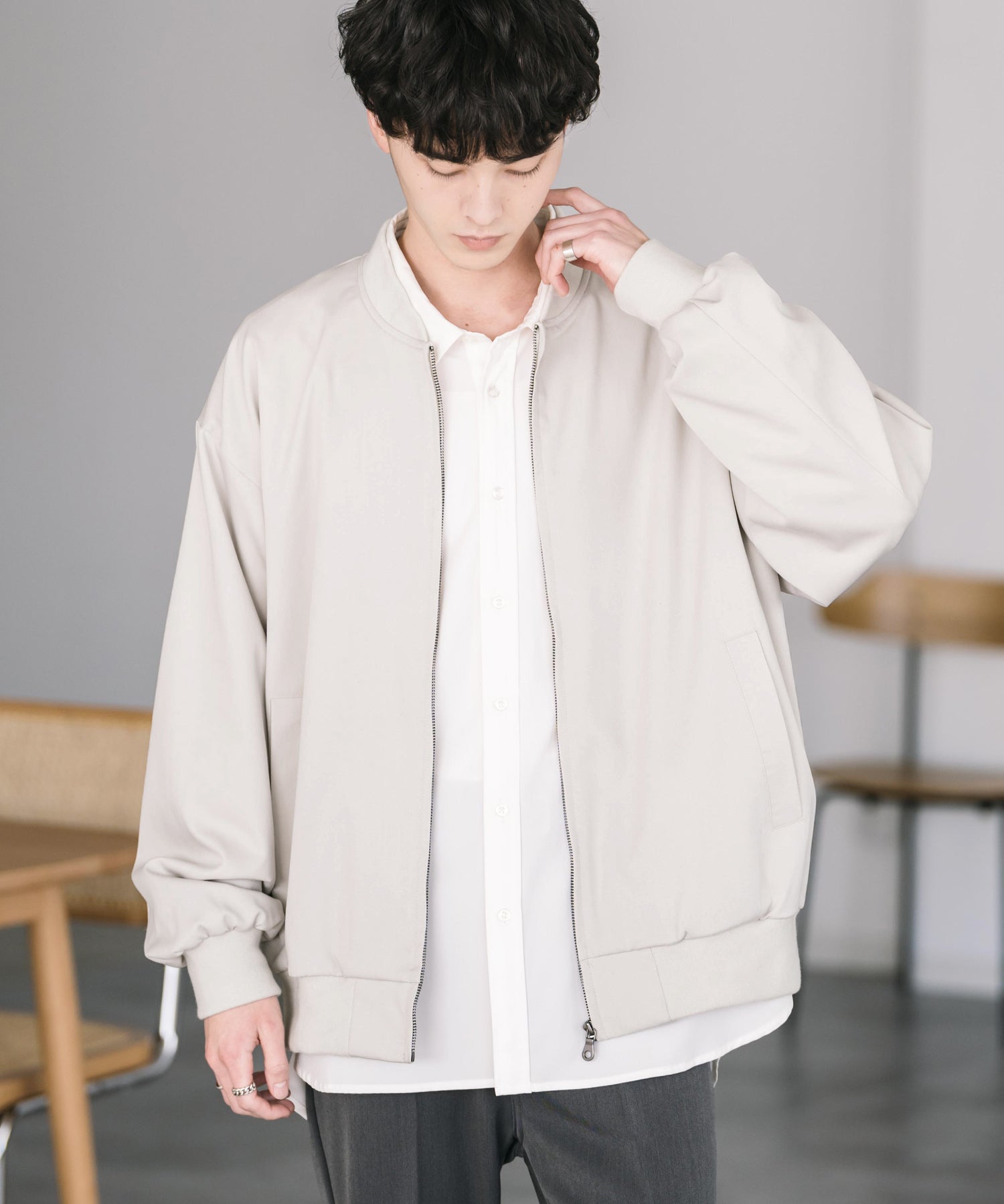 オーバーサイズ TRストレッチMA-1/ジップアップショートブルゾン 14119