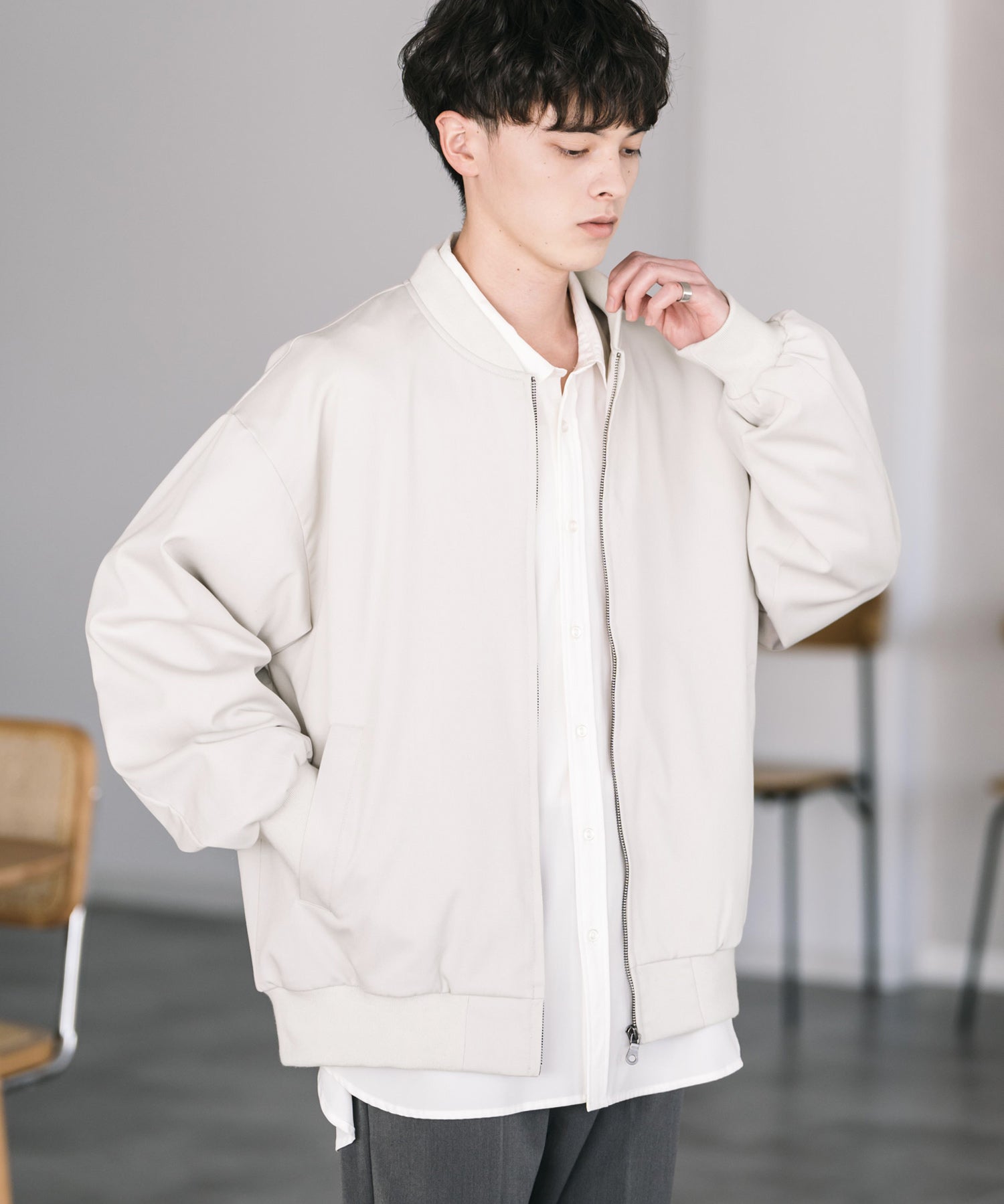 オーバーサイズ TRストレッチMA-1/ジップアップショートブルゾン 14119