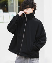 オーバーサイズTRストレッチスタンドカラージャケット ジップアップショートブルゾン 14120