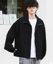 オーバーサイズTRストレッチスタンドカラージャケット ジップアップショートブルゾン 14120