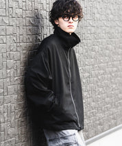 オーバーサイズTRストレッチスタンドカラージャケット ジップアップショートブルゾン 14120