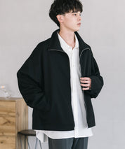 オーバーサイズTRストレッチスタンドカラージャケット ジップアップショートブルゾン 14120
