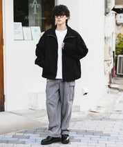 オーバーサイズTRストレッチスタンドカラージャケット ジップアップショートブルゾン 14120