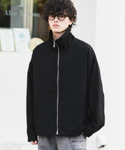 オーバーサイズTRストレッチスタンドカラージャケット ジップアップショートブルゾン 14120