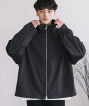 オーバーサイズTRストレッチスタンドカラージャケット ジップアップショートブルゾン 14120