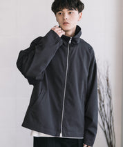 オーバーサイズTRストレッチスタンドカラージャケット ジップアップショートブルゾン 14120