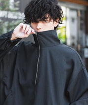 オーバーサイズTRストレッチスタンドカラージャケット ジップアップショートブルゾン 14120