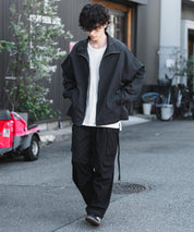 オーバーサイズTRストレッチスタンドカラージャケット ジップアップショートブルゾン 14120