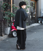 オーバーサイズTRストレッチスタンドカラージャケット ジップアップショートブルゾン 14120