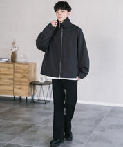オーバーサイズTRストレッチスタンドカラージャケット ジップアップショートブルゾン 14120