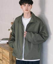 オーバーサイズTRストレッチスタンドカラージャケット ジップアップショートブルゾン 14120