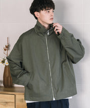 オーバーサイズTRストレッチスタンドカラージャケット ジップアップショートブルゾン 14120