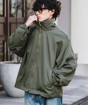 オーバーサイズTRストレッチスタンドカラージャケット ジップアップショートブルゾン 14120