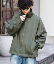 オーバーサイズTRストレッチスタンドカラージャケット ジップアップショートブルゾン 14120