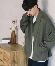 オーバーサイズTRストレッチスタンドカラージャケット ジップアップショートブルゾン 14120