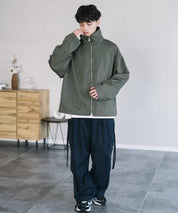 オーバーサイズTRストレッチスタンドカラージャケット ジップアップショートブルゾン 14120