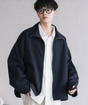 オーバーサイズTRストレッチスタンドカラージャケット ジップアップショートブルゾン 14120