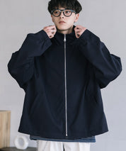 オーバーサイズTRストレッチスタンドカラージャケット ジップアップショートブルゾン 14120