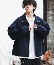 オーバーサイズTRストレッチスタンドカラージャケット ジップアップショートブルゾン 14120