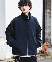 オーバーサイズTRストレッチスタンドカラージャケット ジップアップショートブルゾン 14120