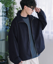 オーバーサイズTRストレッチスタンドカラージャケット ジップアップショートブルゾン 14120