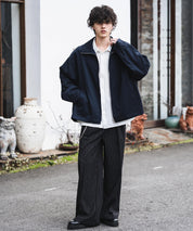 オーバーサイズTRストレッチスタンドカラージャケット ジップアップショートブルゾン 14120