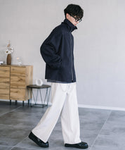 オーバーサイズTRストレッチスタンドカラージャケット ジップアップショートブルゾン 14120