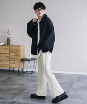 オーバーサイズTRストレッチスタンドカラージャケット ジップアップショートブルゾン 14120