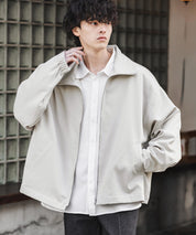 オーバーサイズTRストレッチスタンドカラージャケット ジップアップショートブルゾン 14120