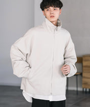 オーバーサイズTRストレッチスタンドカラージャケット ジップアップショートブルゾン 14120