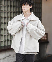 オーバーサイズTRストレッチスタンドカラージャケット ジップアップショートブルゾン 14120