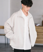 オーバーサイズTRストレッチスタンドカラージャケット ジップアップショートブルゾン 14120