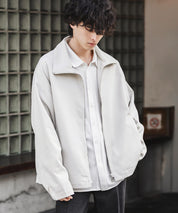 オーバーサイズTRストレッチスタンドカラージャケット ジップアップショートブルゾン 14120