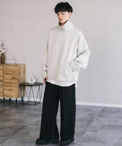 オーバーサイズTRストレッチスタンドカラージャケット ジップアップショートブルゾン 14120