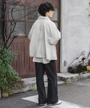 オーバーサイズTRストレッチスタンドカラージャケット ジップアップショートブルゾン 14120