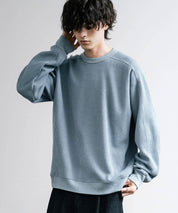 新色追加 Upscape Audience アップスケープオーディエンス 日本製 国産 ウールビックワッフルクルーネックニットソー AUD6570 14125