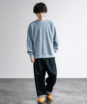 新色追加 Upscape Audience アップスケープオーディエンス 日本製 国産 ウールビックワッフルクルーネックニットソー AUD6570 14125